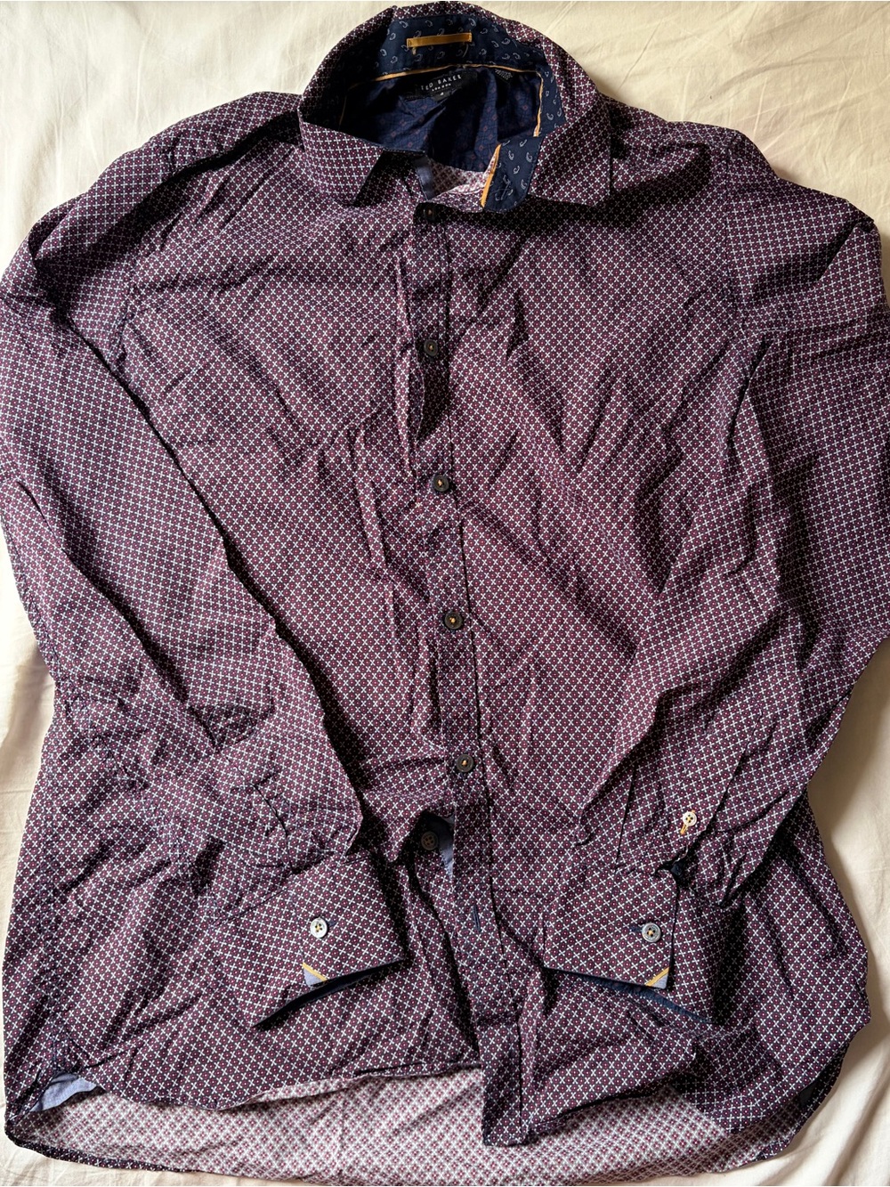 Ted Baker Purple Patterned Long-Sleeve Shirt Jacket